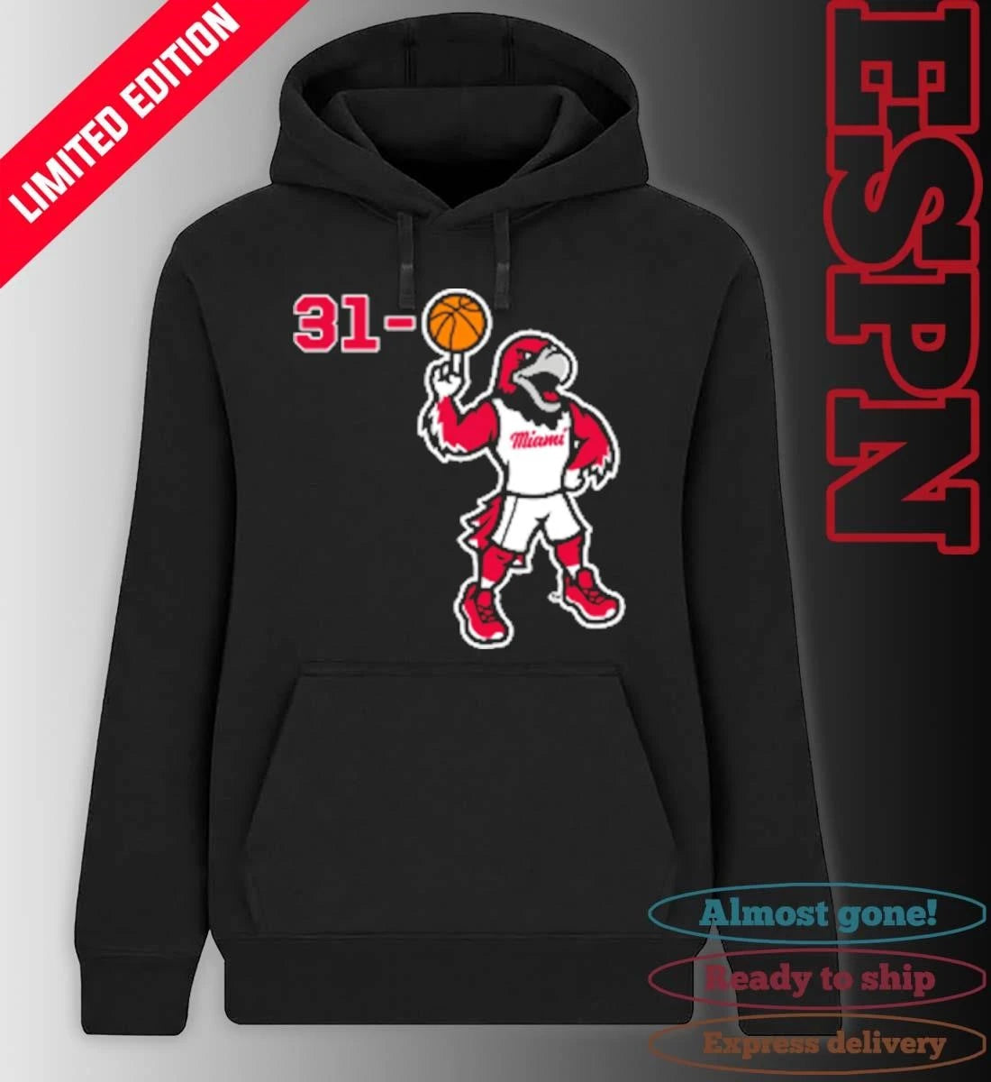 Official Miami RedHawks Basketball Swoop 31-0 Shirt