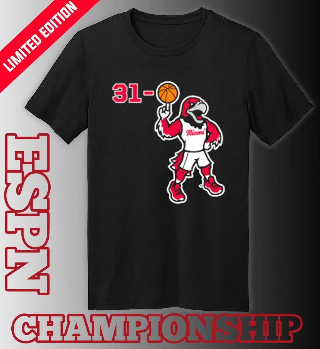 Official Miami RedHawks Basketball Swoop 31-0 Shirt