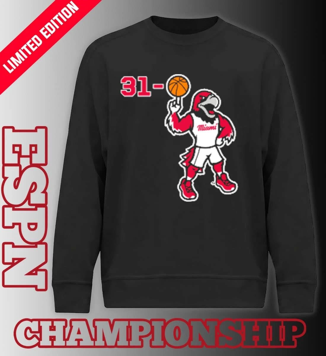 Official Miami RedHawks Basketball Swoop 31-0 Shirt