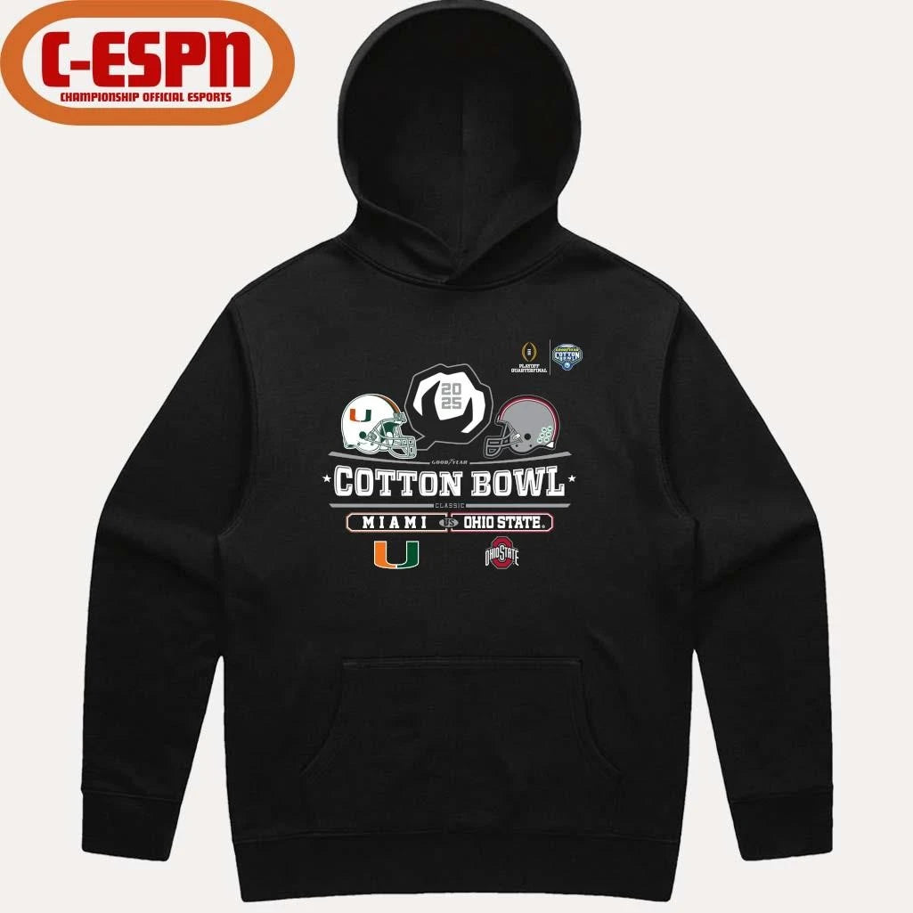 Official Miami Vs Ohio State 2025 Cotton Bowl Helmet Logo December 31 T-Shirt
