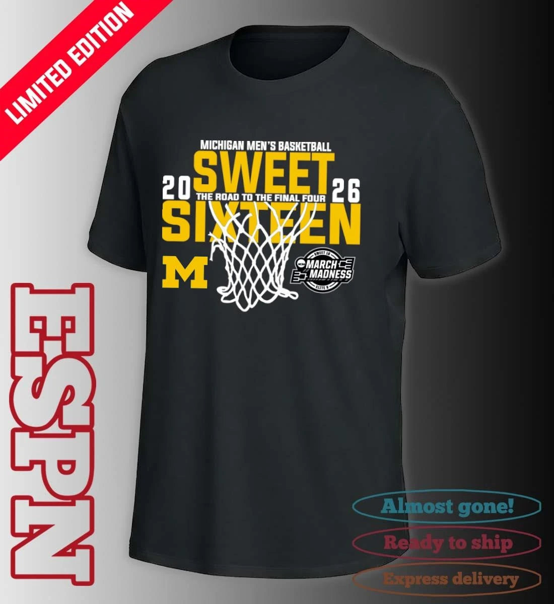 Official Michigan Men’s Basketball 2026 Sweet Sixteen The Road To The Final Four Shirt