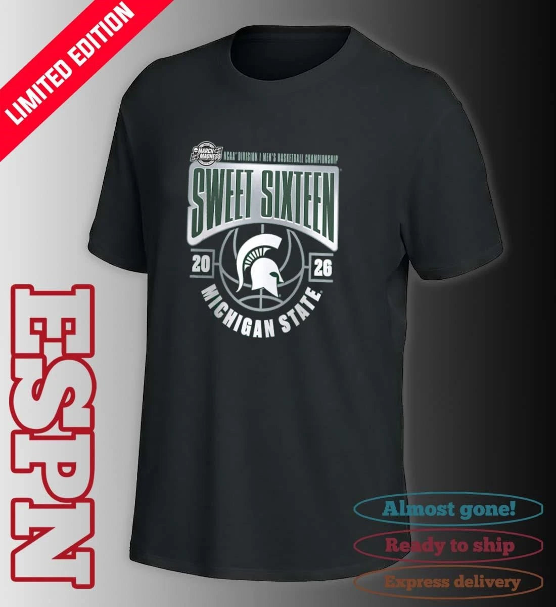 Official Michigan State Spartans Sweet 16 NCAA DI Men’s Basketball Tournament March Madness 2026 T-Shirt