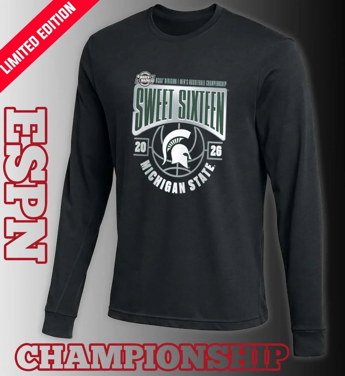 Official Michigan State Spartans Sweet 16 NCAA DI Men’s Basketball Tournament March Madness 2026 T-Shirt