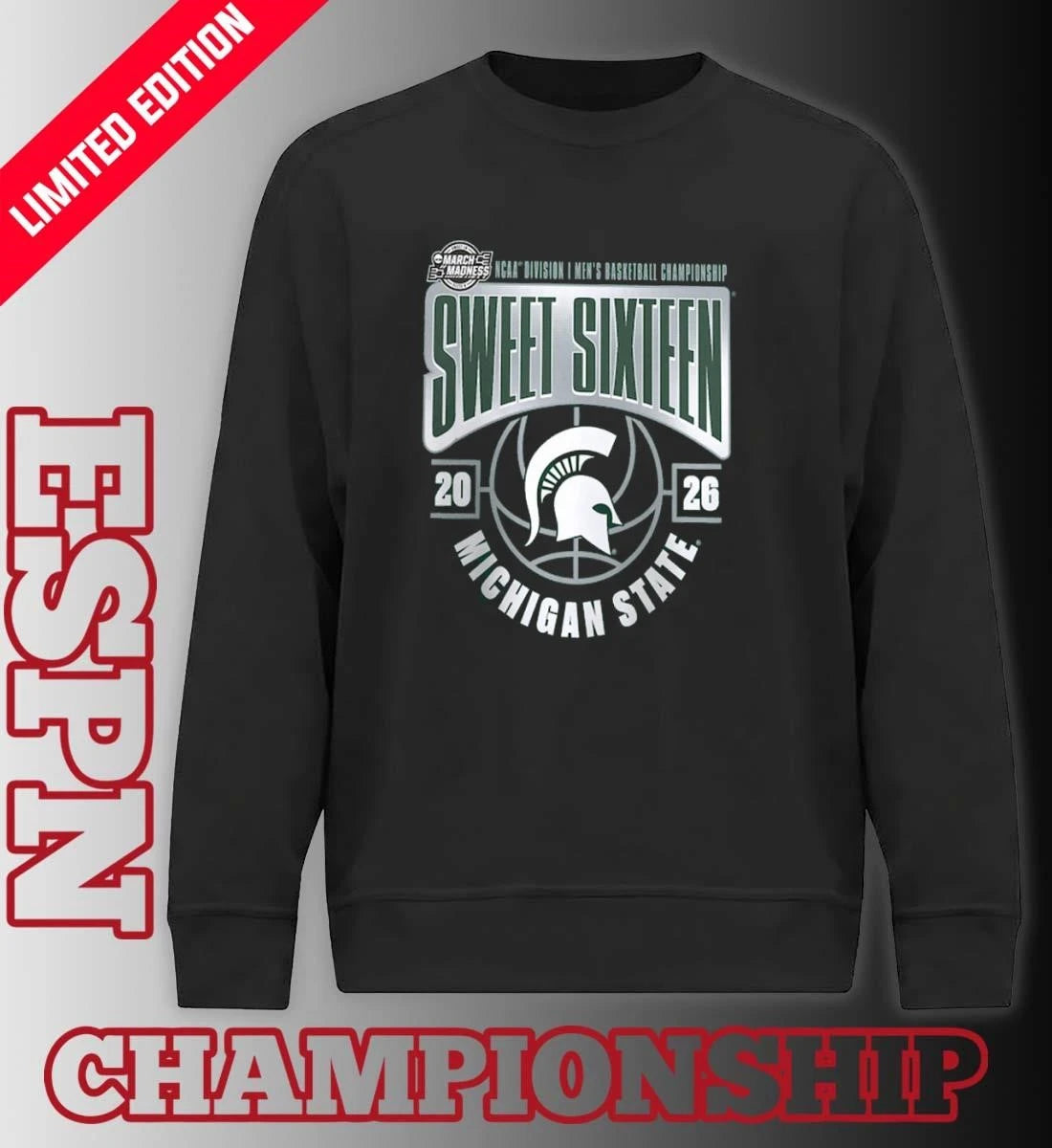 Official Michigan State Spartans Sweet 16 NCAA DI Men’s Basketball Tournament March Madness 2026 T-Shirt