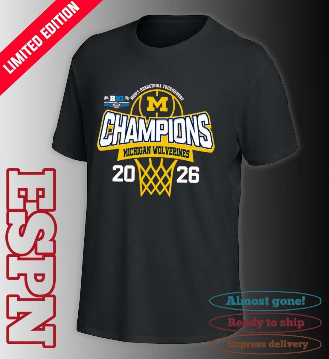 Official Michigan Wolverines 2026 Big Ten Men’s Basketball Tournament Champions Shirt