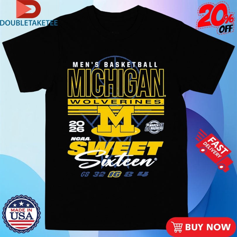 Official Michigan Wolverines 2026 NCAA Men’s Basketball March Madness Sweet 16 Bound Net Shirts