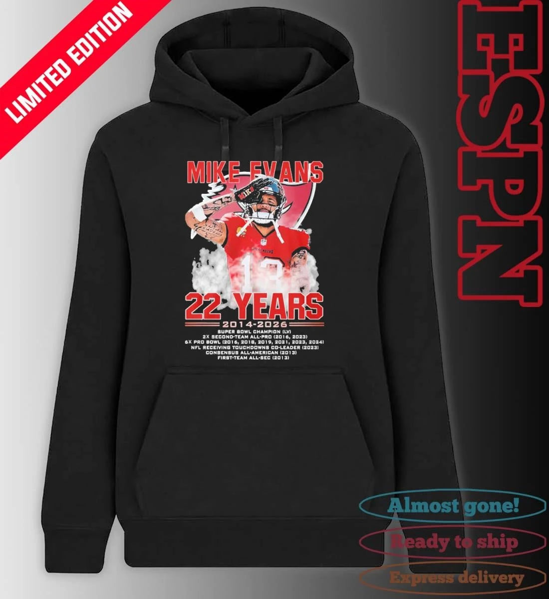 Official Mike Evans 22 Years Of Tampa Bay Buccaneers 2014-2026 Shirt