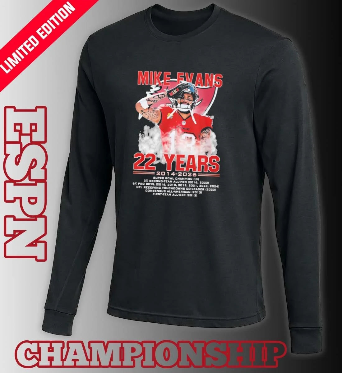Official Mike Evans 22 Years Of Tampa Bay Buccaneers 2014-2026 Shirt