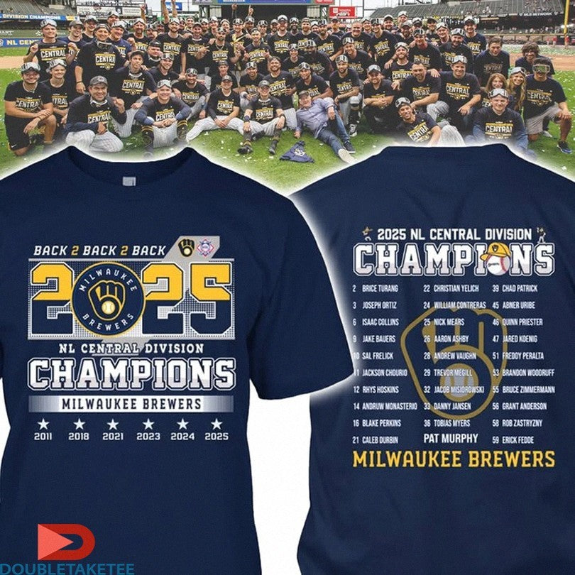 Official Milwaukee Brewers Back 2 Back 2 Back 2025 NL Central Division Champions Score Shirts