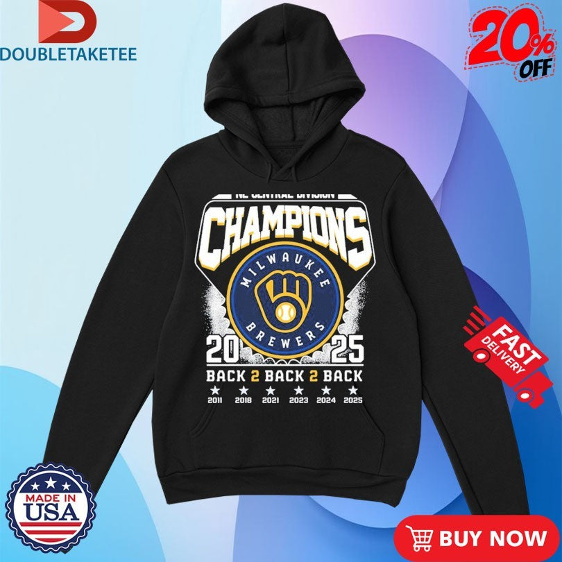 Official Milwaukee Brewers NL Central Division Back 2 Back 2 Back 2025 Champions Shirts