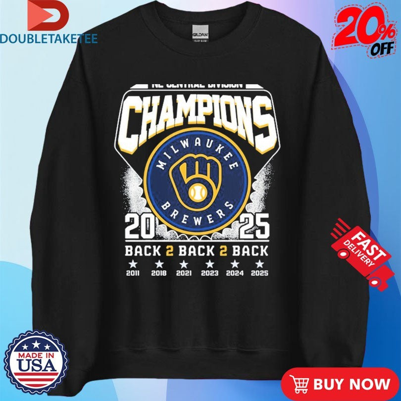Official Milwaukee Brewers NL Central Division Back 2 Back 2 Back 2025 Champions Shirts