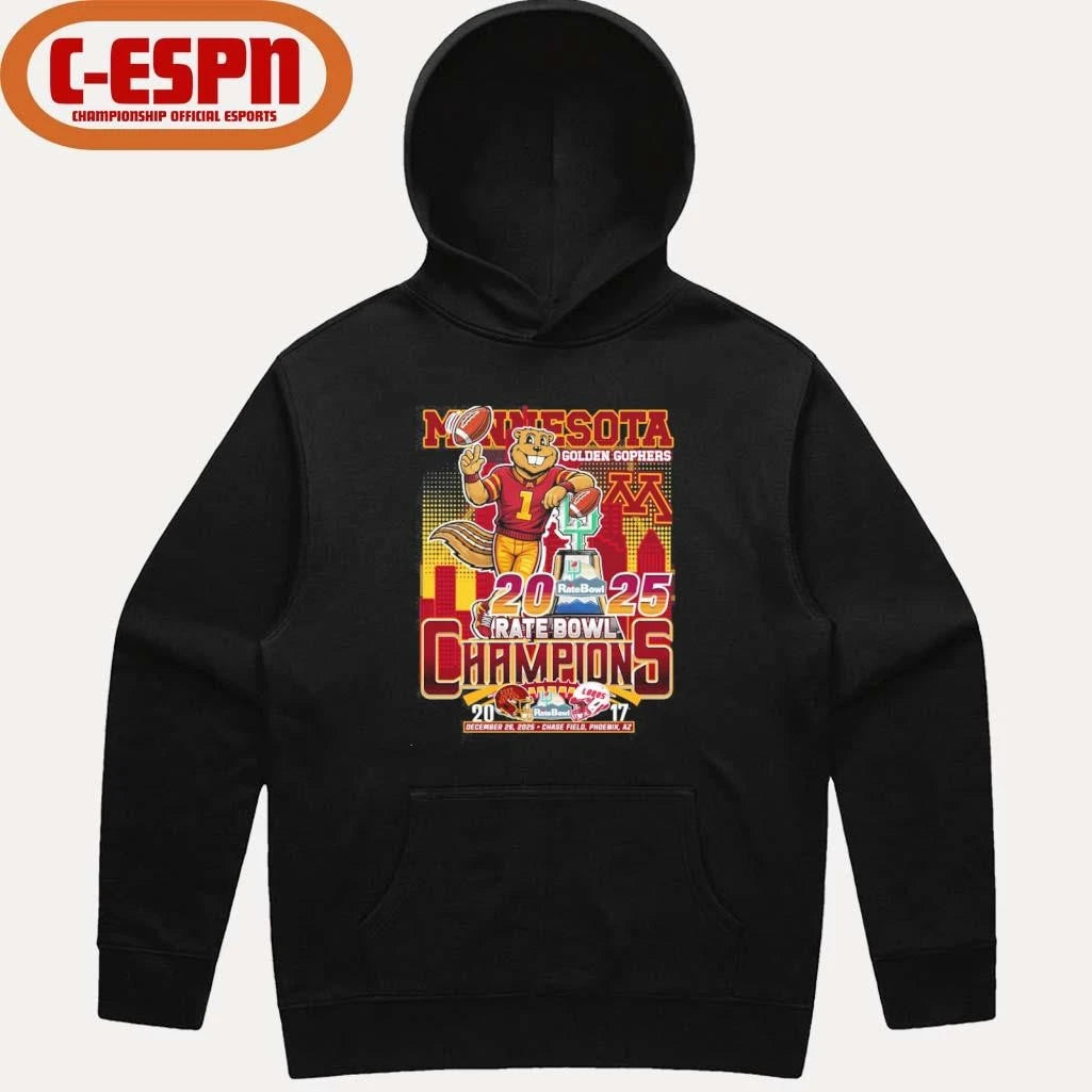 Official Minnesota Golden Gophers Mascot 2025 Rate Bowl Champions Shirt