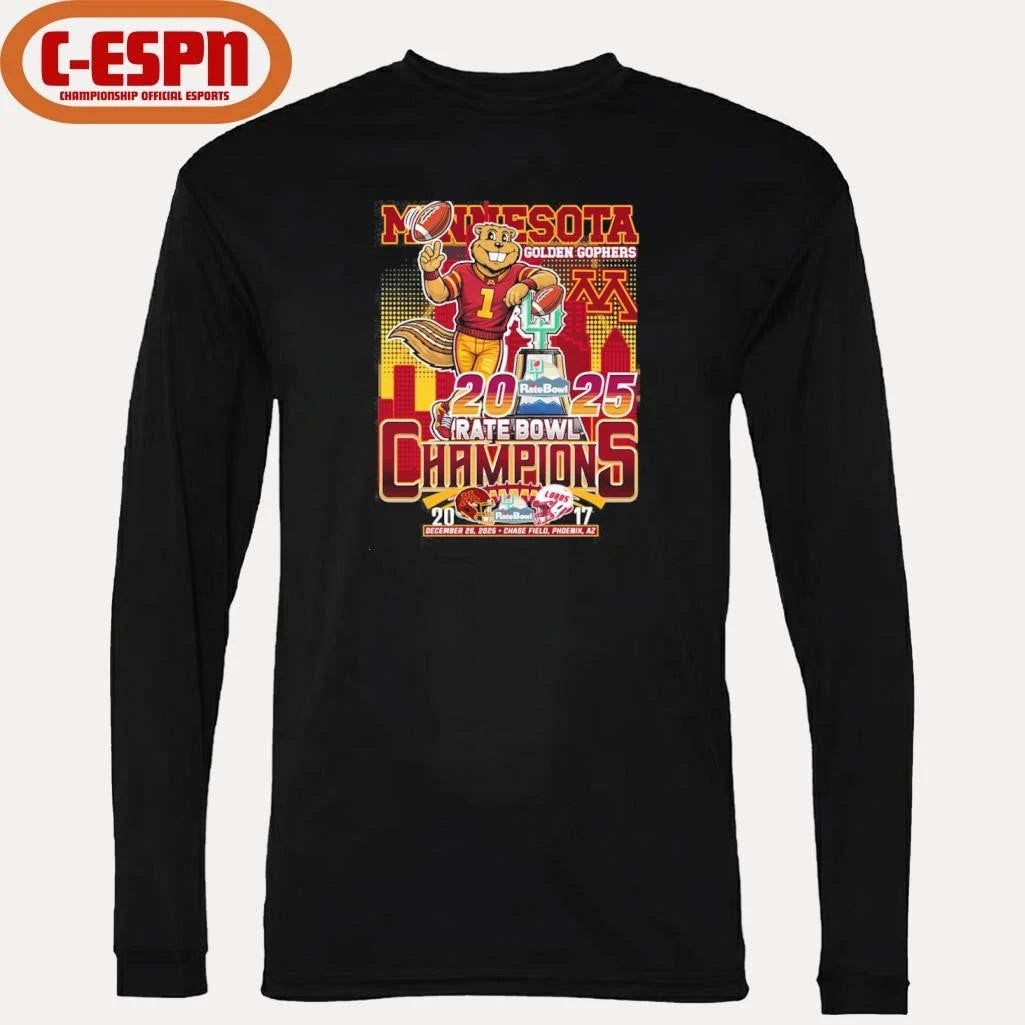 Official Minnesota Golden Gophers Mascot 2025 Rate Bowl Champions Shirt
