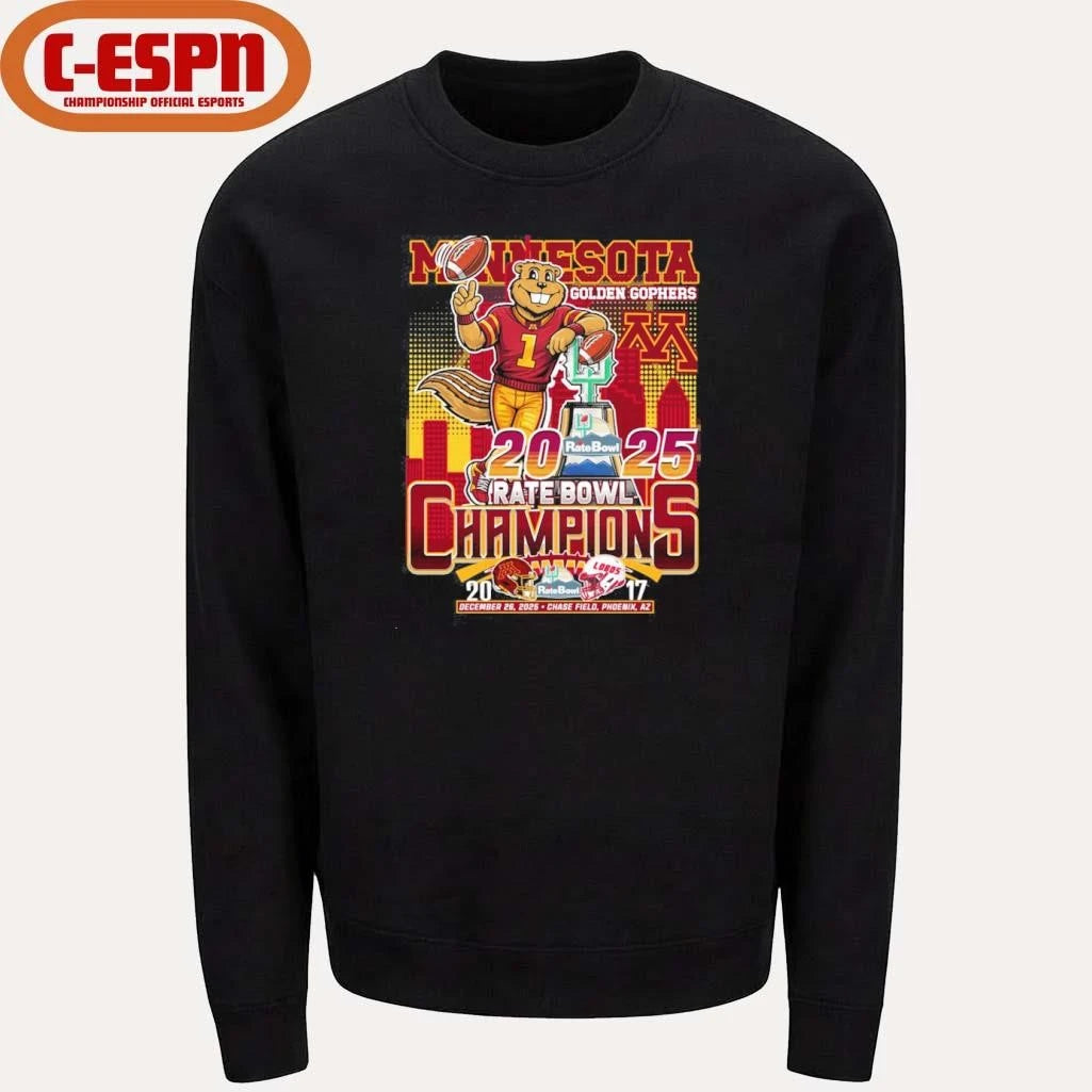 Official Minnesota Golden Gophers Mascot 2025 Rate Bowl Champions Shirt