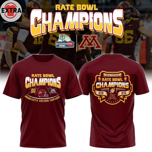 Official Minnesota Golden Gophers Rate Bowl Champions 2025 NCAA Football Hoodie T-Shirt