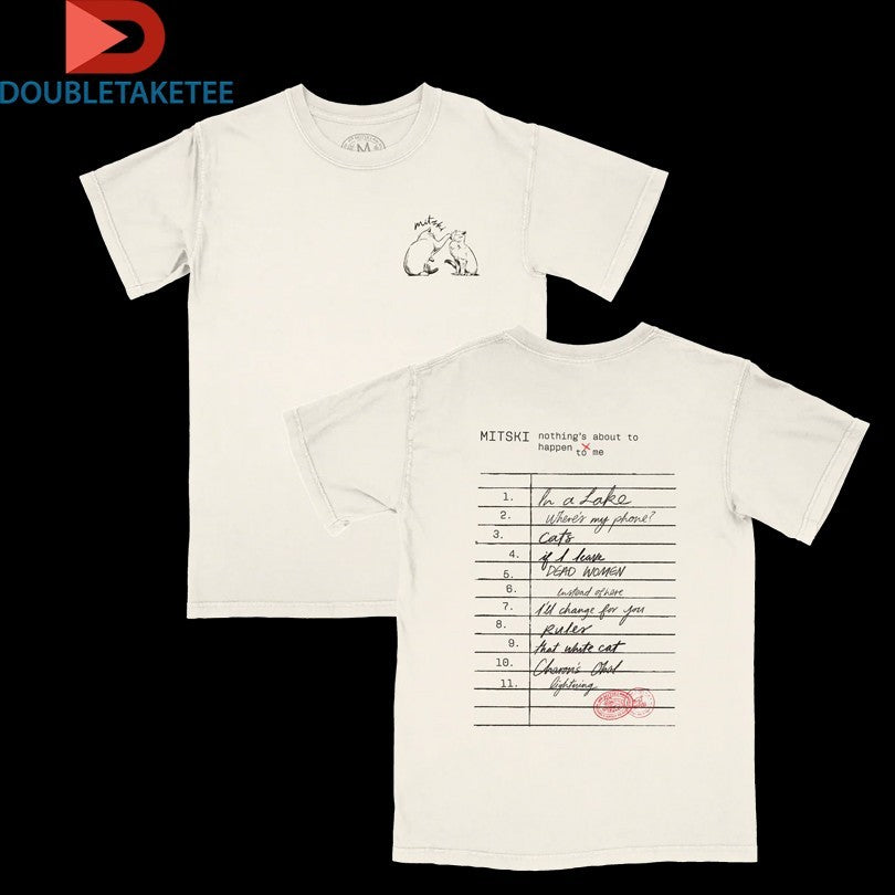 Official Mitski Nothing’s About To Happen To Me Library Stamp Cats Shirts