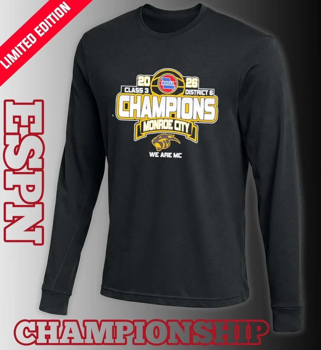 Official Monroe City Basketball 2026 MSHSAA Class 3 District 6 Champions Shirt