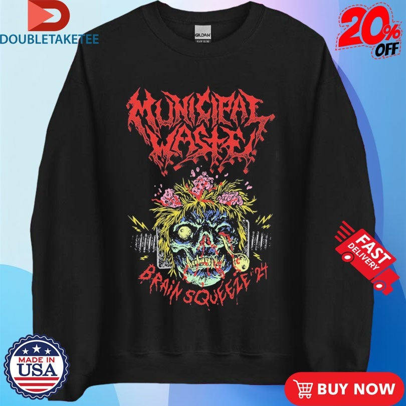 Official Municipal Waste Brain Squeeze 2024 Tour Skull Shirts