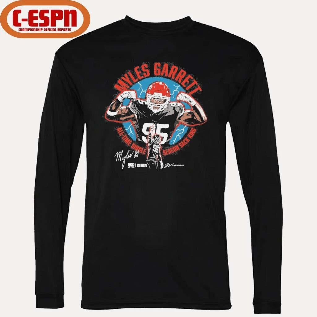 Official Myles Garrett Cleveland All-Time Sack King T-Shirt