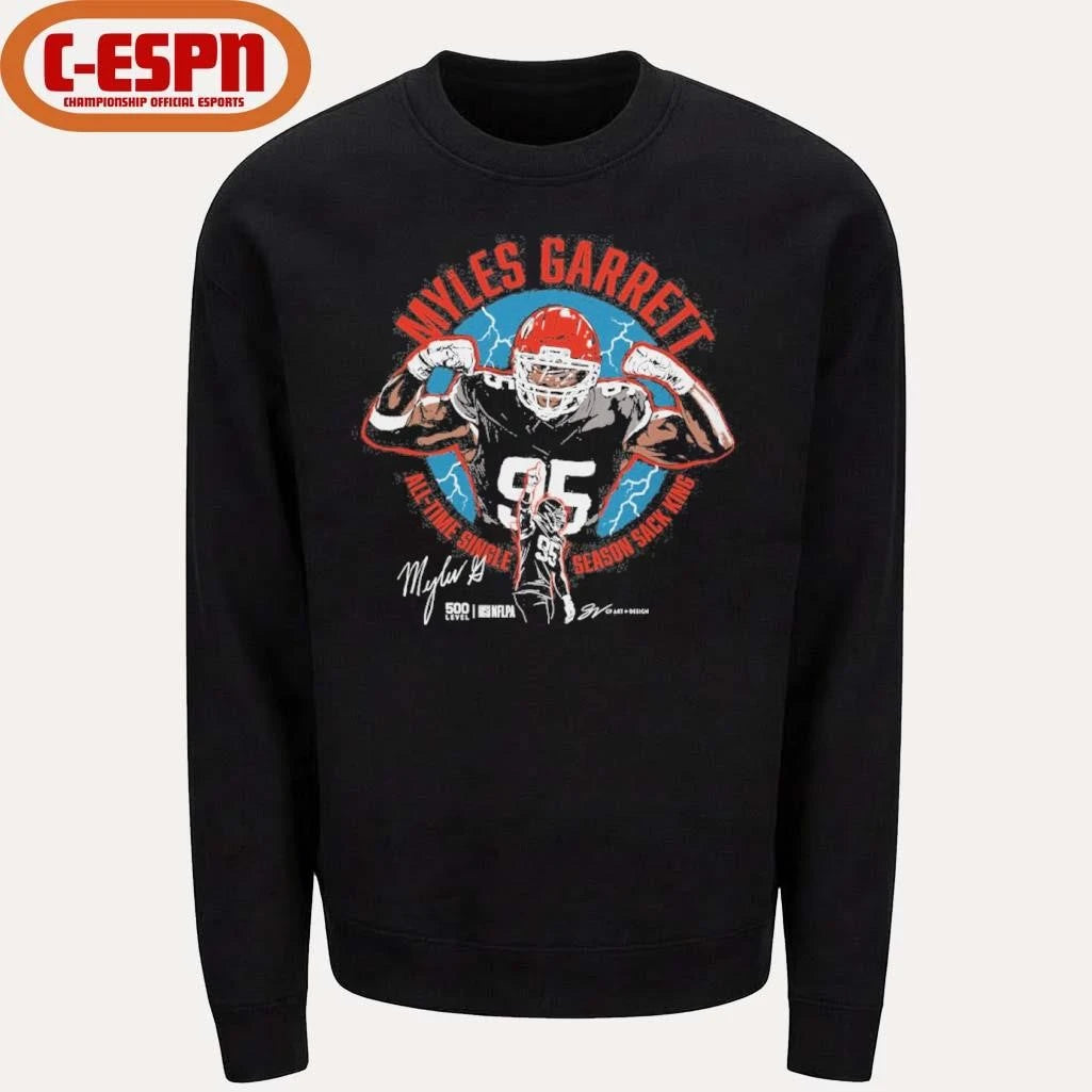 Official Myles Garrett Cleveland All-Time Sack King T-Shirt