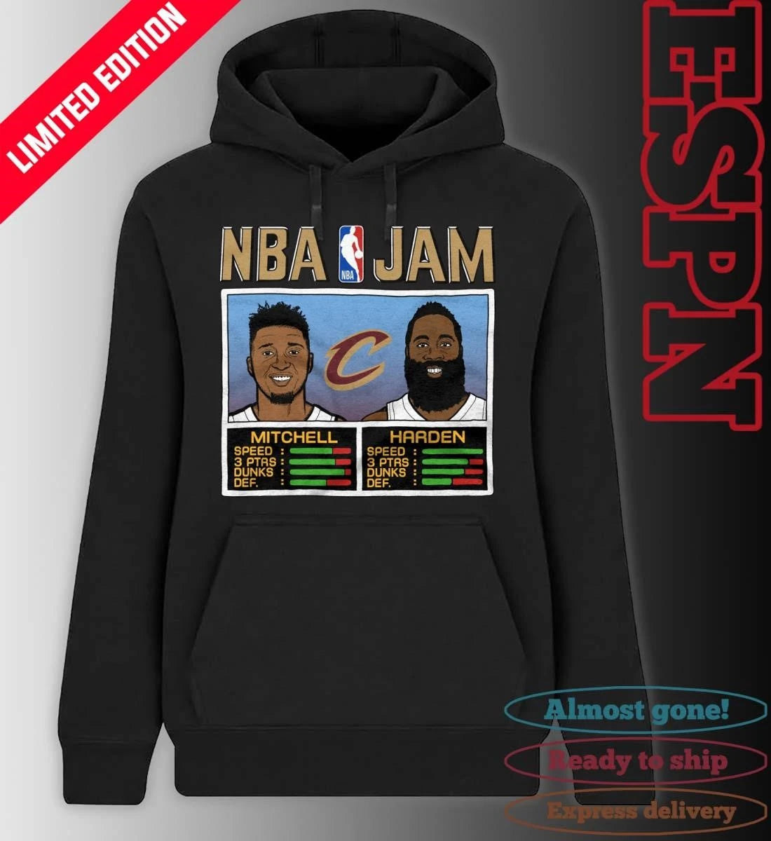 Official NBA Jam Cleveland Cavaliers Mitchell And Harden Shirt