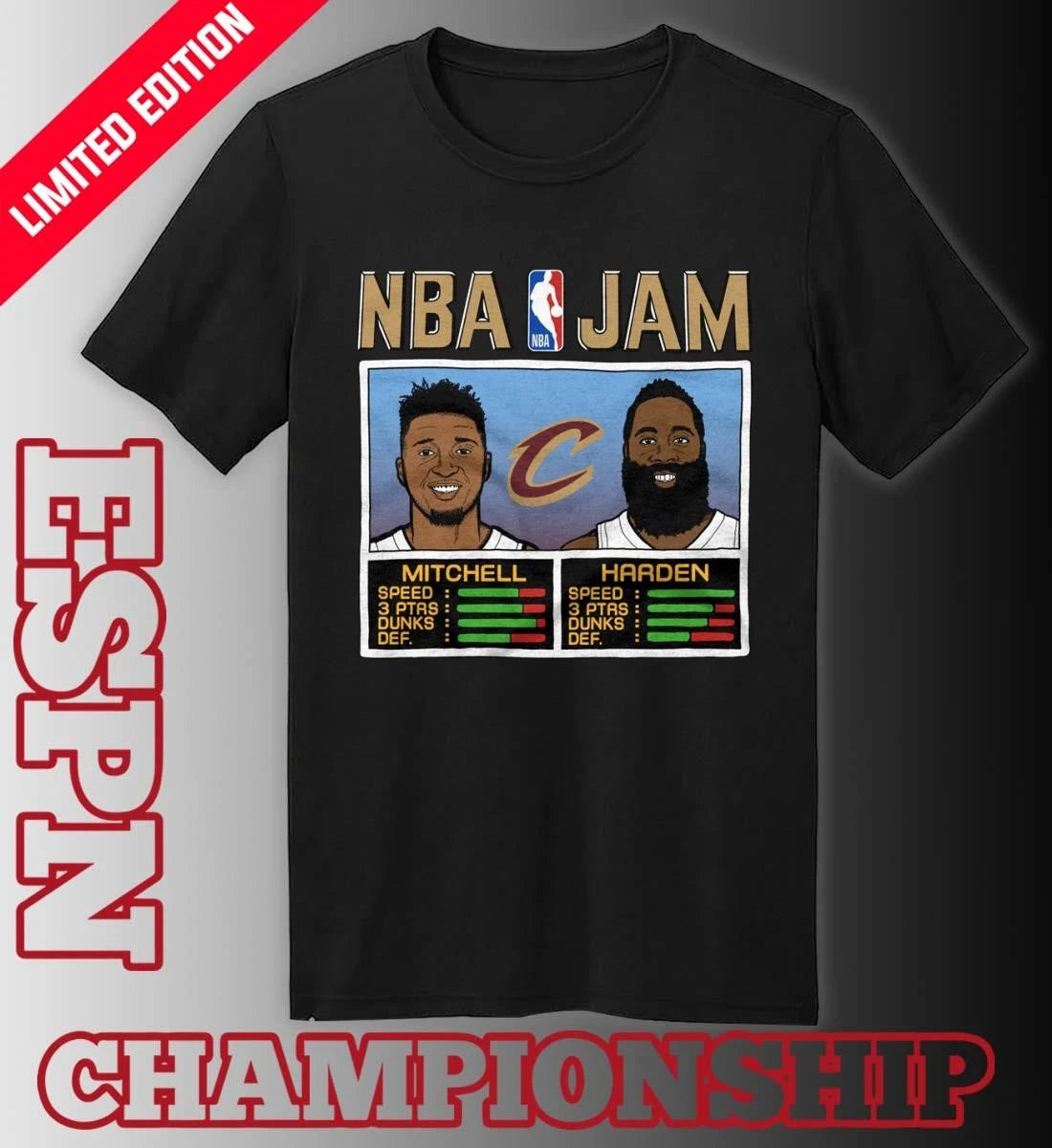 Official NBA Jam Cleveland Cavaliers Mitchell And Harden Shirt