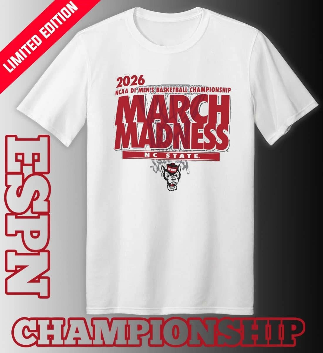 Official NC State Wolfpack 2026 NCAA DI Basketball March Madness – First Four Shirt