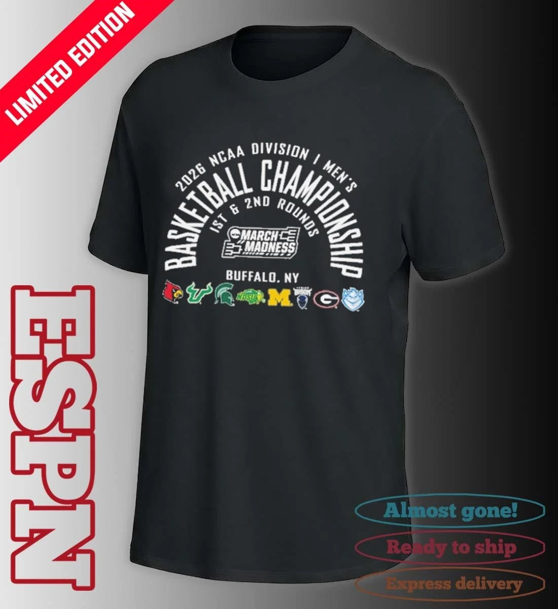 Official NCAA Men’s March Madness Buffalo, NY 8 Teams T-Shirt