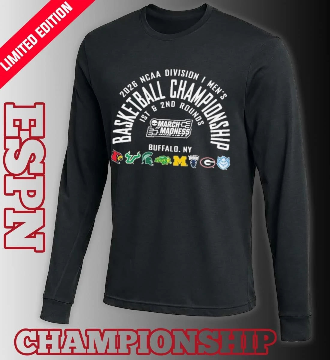 Official NCAA Men’s March Madness Buffalo, NY 8 Teams T-Shirt