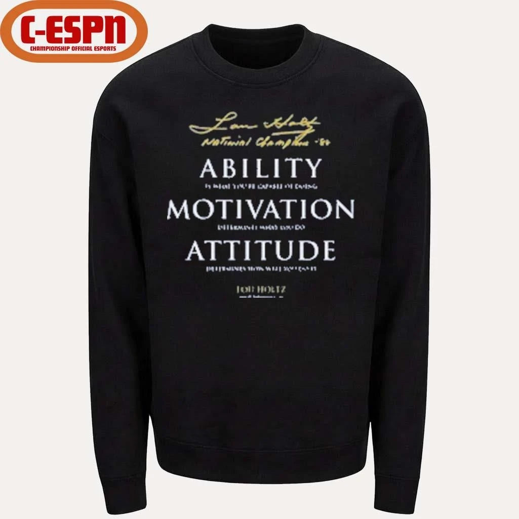 Official ND Lou Holtz Ability Motivation Attitude Quote T-Shirt