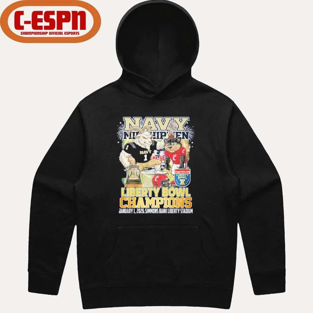 Official Navy Midshipmen Mascot Liberty Bowl Champions 2026 Shirt