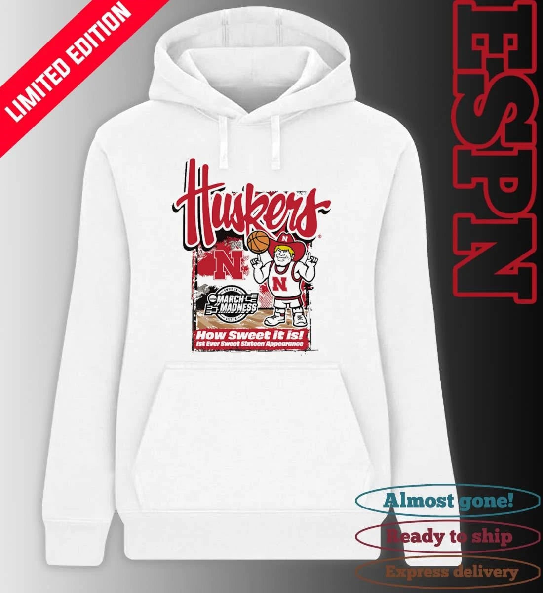 Official Nebraska Cornhuskers 2026 NCAA March Madness First Ever Sweet 16 Shirt