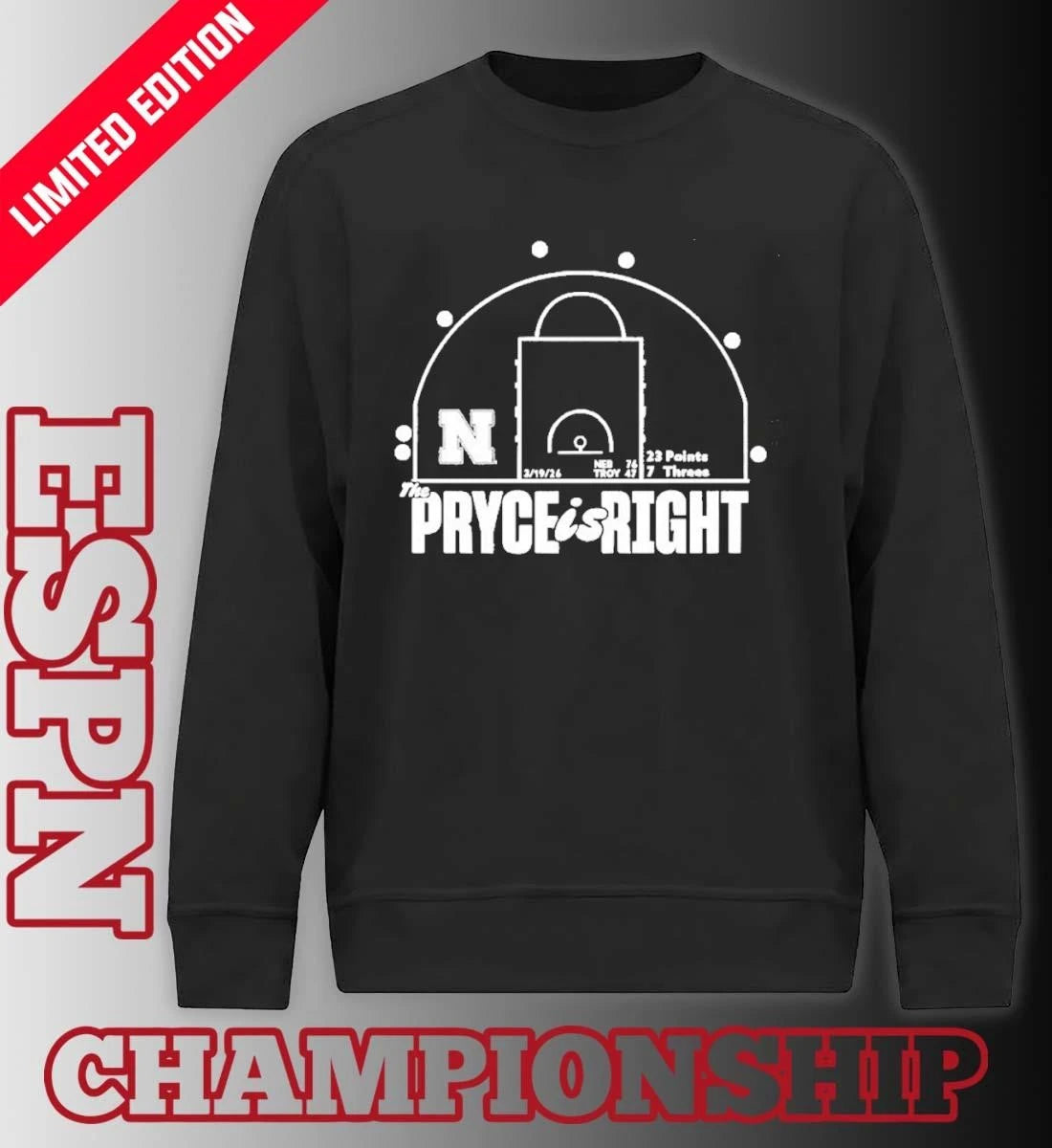 Official Nebraska Huskers Basketball Pryce Sandfort Is Right Red Shot Chart Shirt