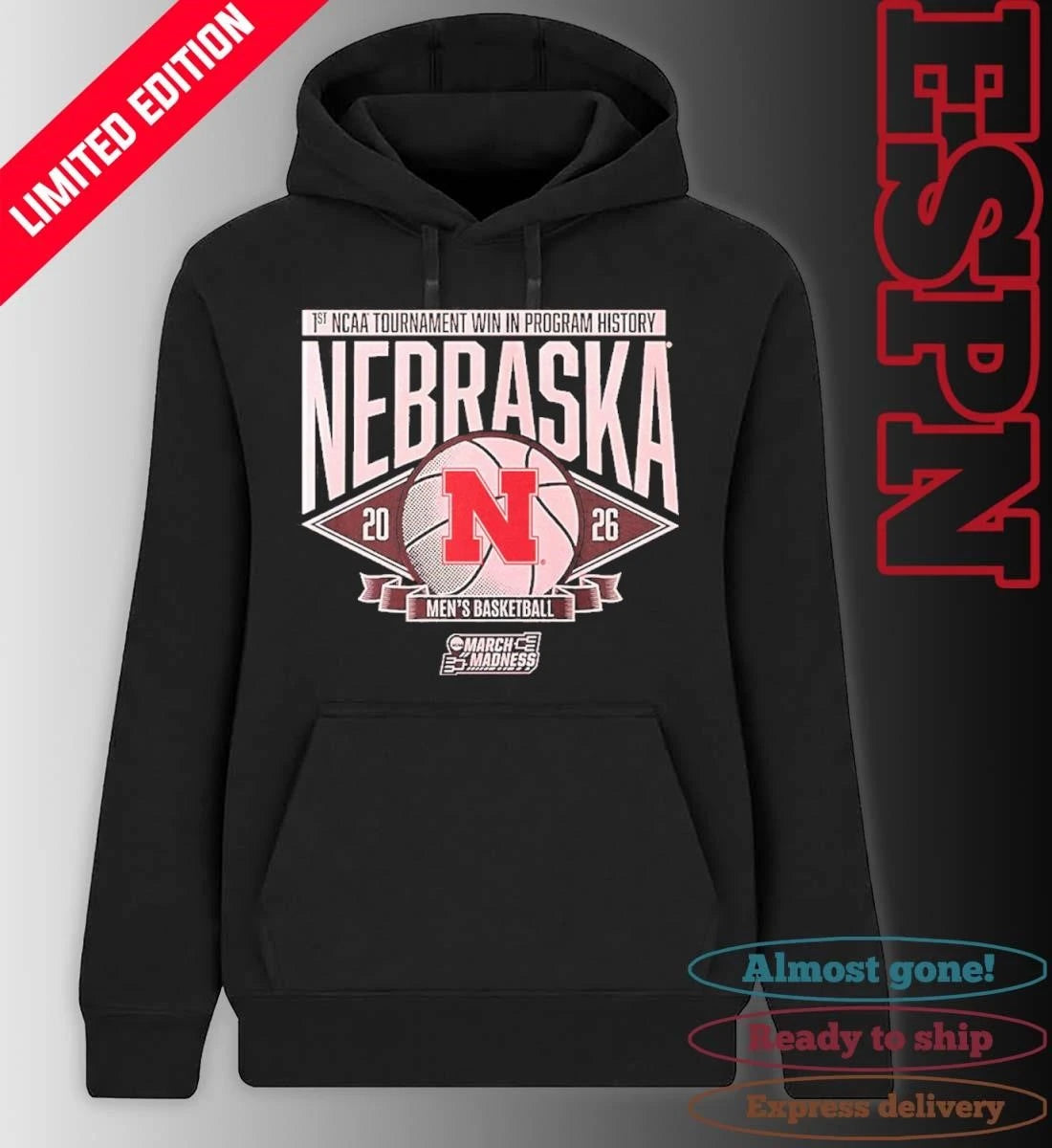 Official Nebraska Huskers Men’s Basketball 1st NCAA Tournament Win Shirt