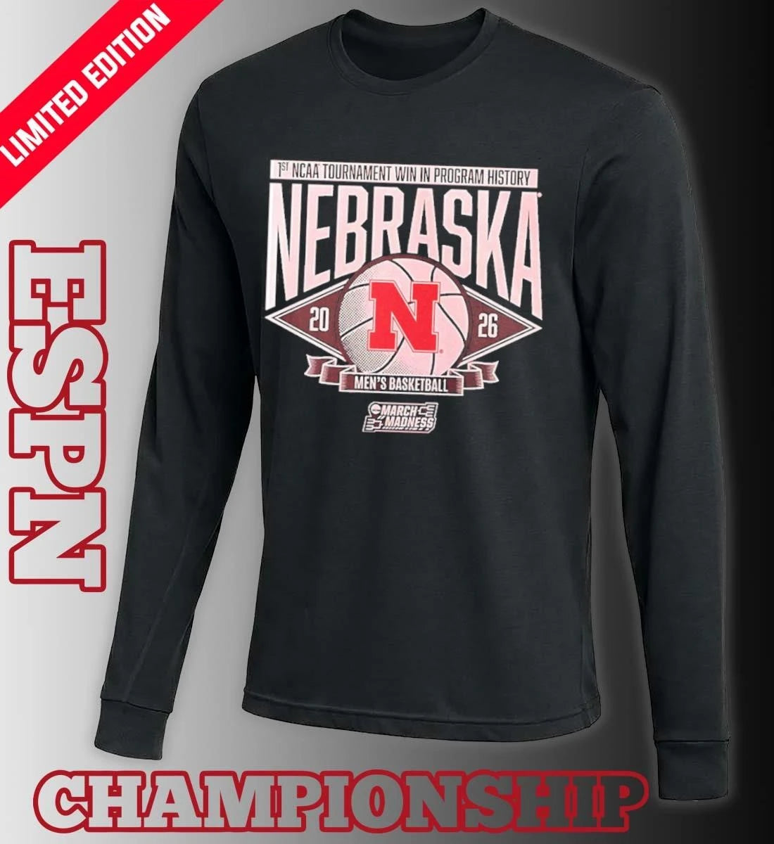 Official Nebraska Huskers Men’s Basketball 1st NCAA Tournament Win Shirt