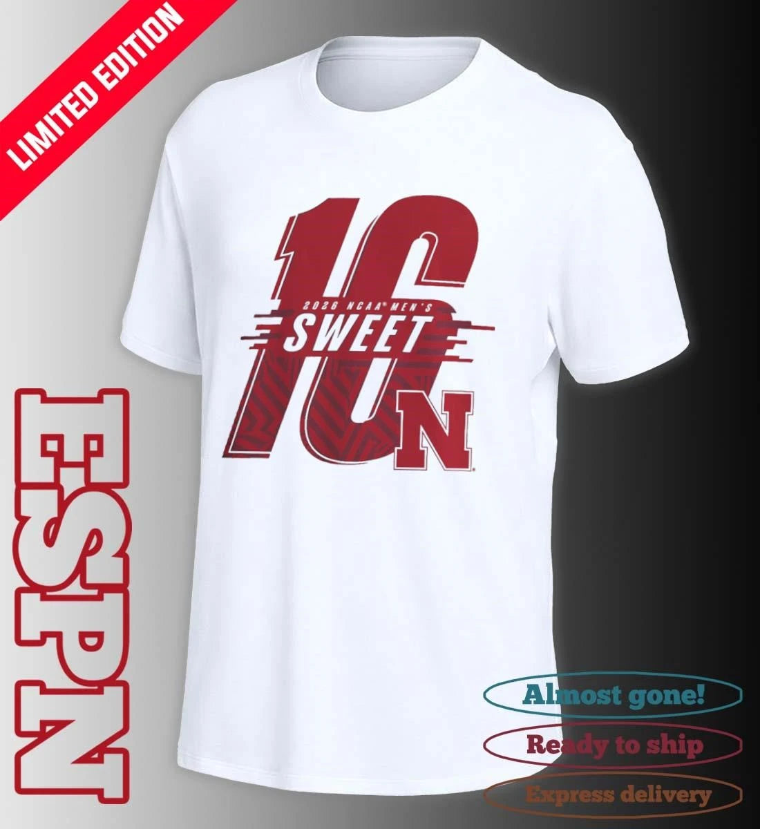Official Nebraska Huskers NCAA Men’s Basketball Sweet 16 T-Shirt