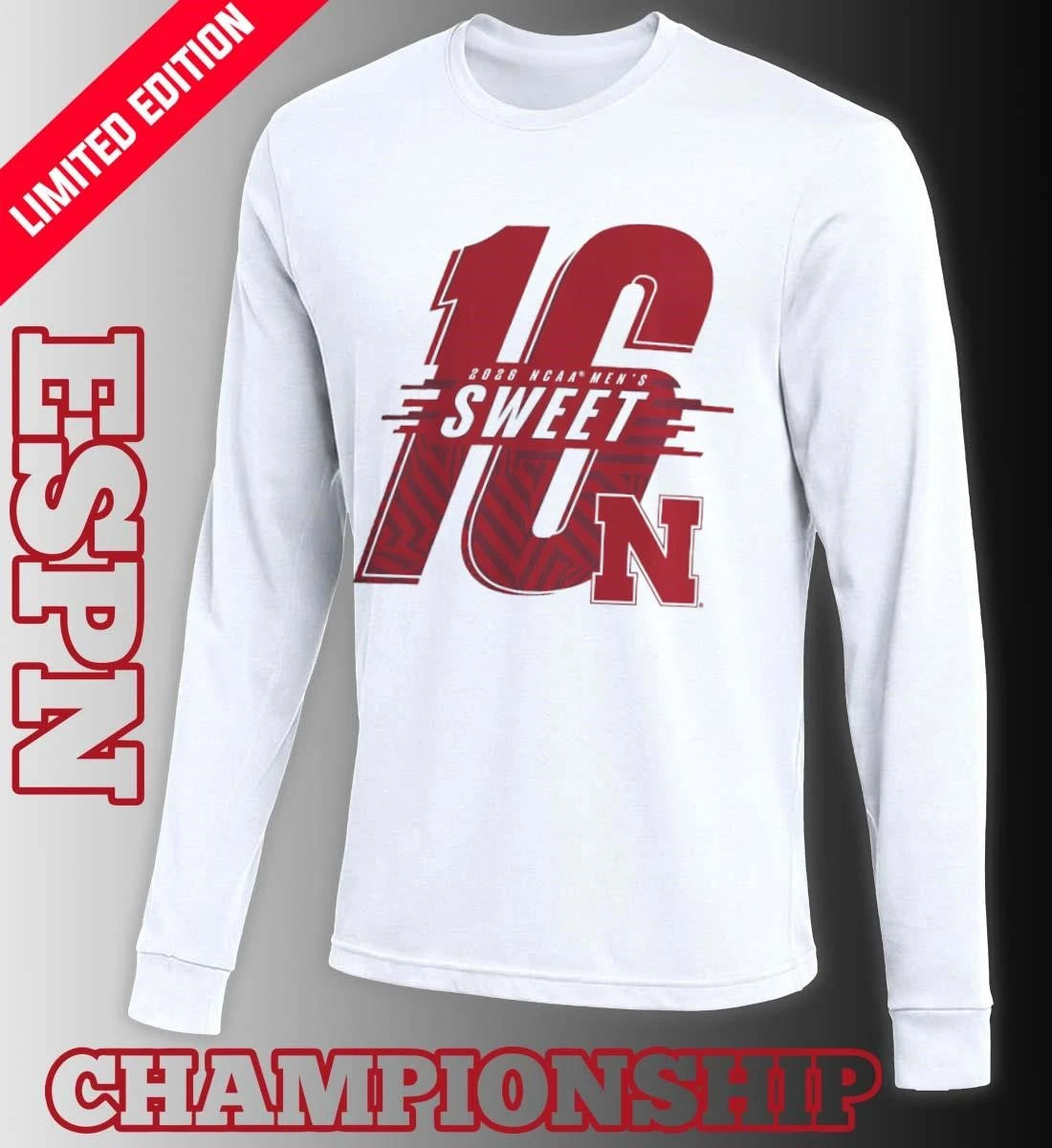 Official Nebraska Huskers NCAA Men’s Basketball Sweet 16 T-Shirt