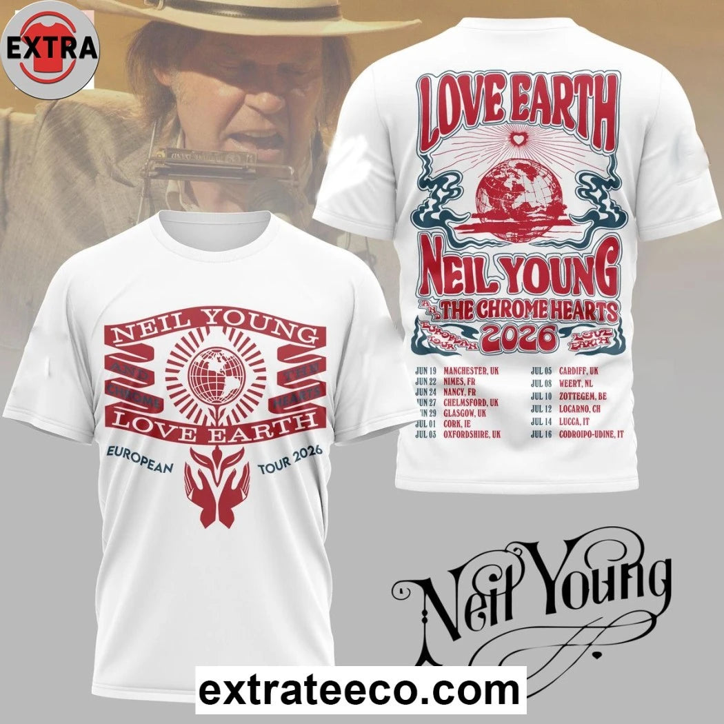 Official Neil Young Love Earth The Chrome Hearts T-Shirt