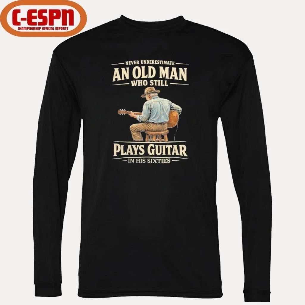 Official Never Underestimate An Old Man Who Still Plays Guitar In His Sixties shirt