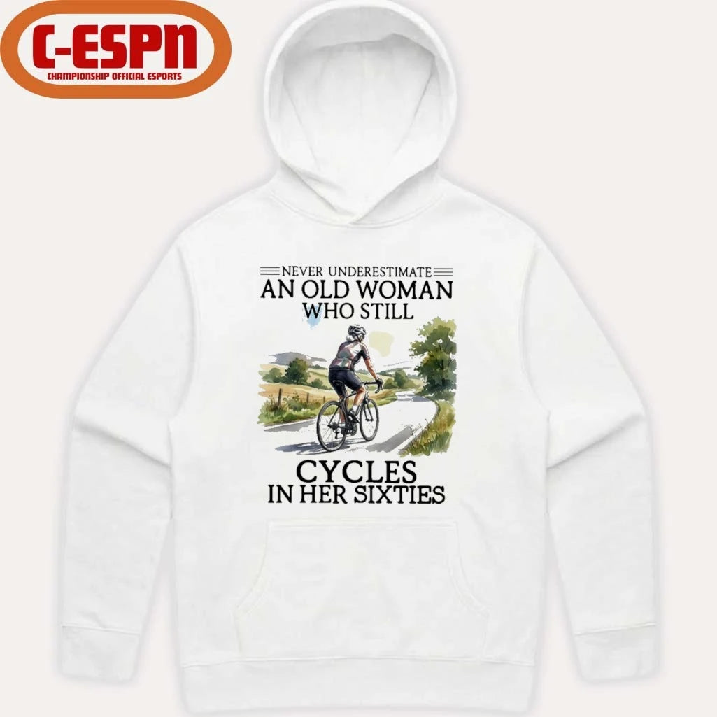 Official Never Underestimate An Old Woman Who Still Cycles In Her Sixties Classic T-Shirt