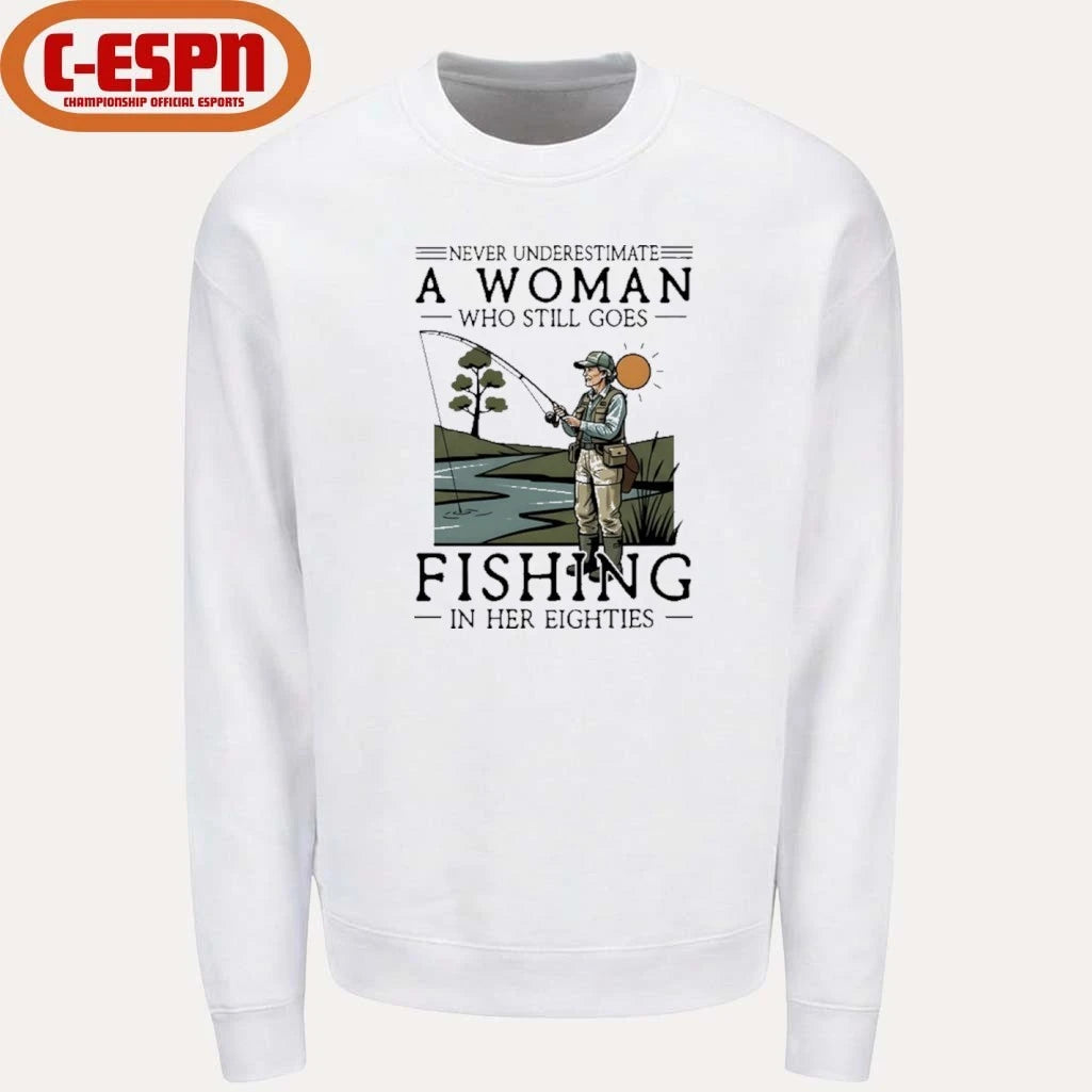 Official Never Underestimate An Old Woman Who Still Goes Fishing In Her Eighties Shirt