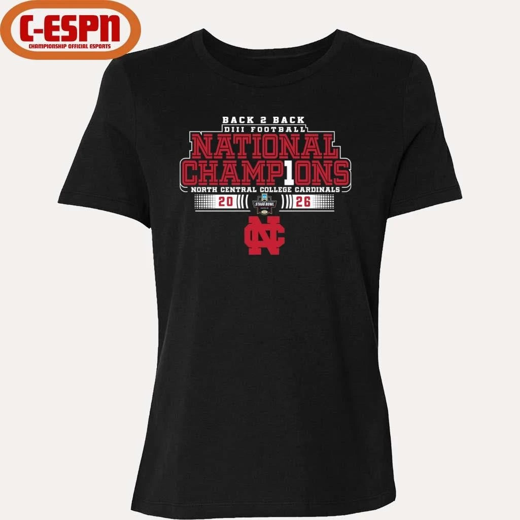 Official North Central College Back 2 Back NCAA DIII Football National Champions T-Shirt