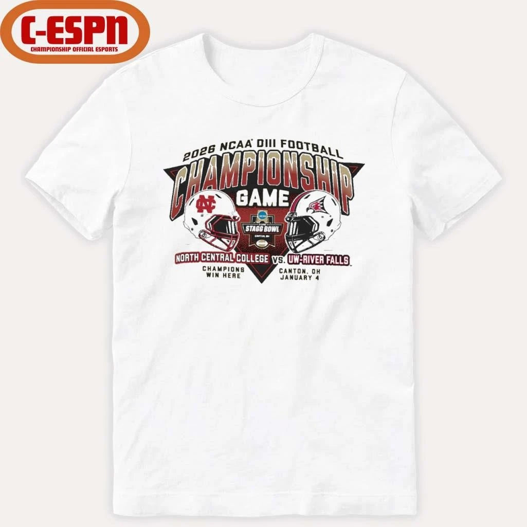 Official North Central college Vs UW-River Falls Division III Football Championship Game Helmet Shirt