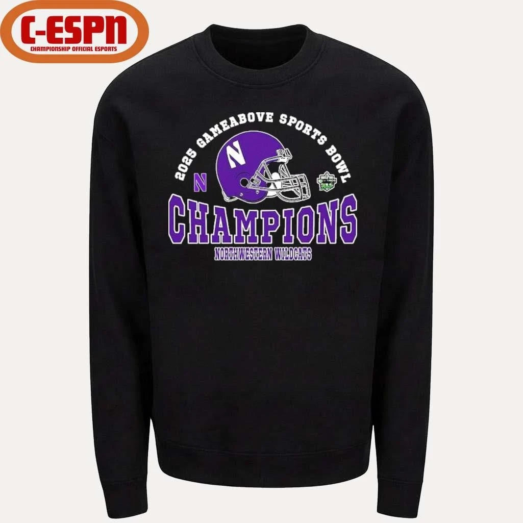 Official Northwestern Wildcats 2025 Gameabove Sports Bowl Champions Shirt