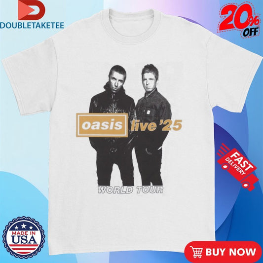 Official Oasis Live 2025 World Tour Gold Photo Shirts