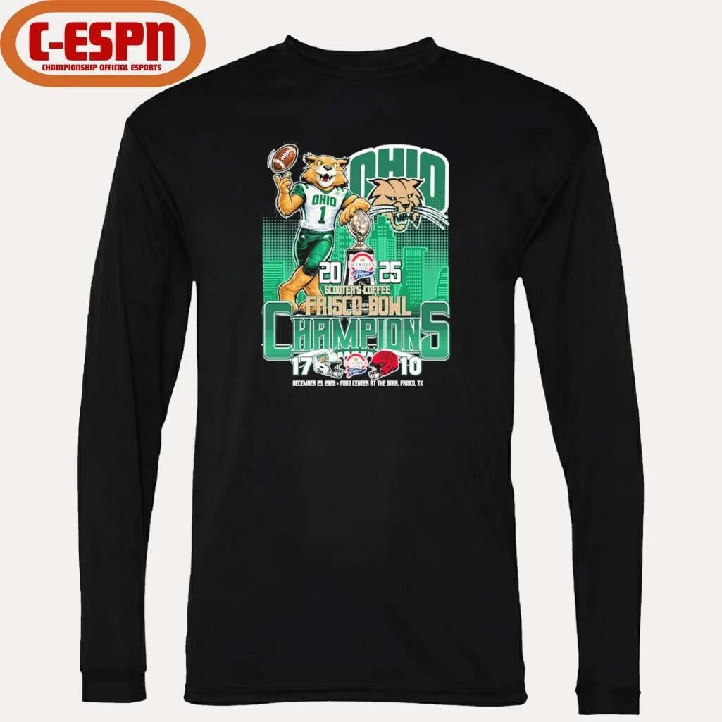 Official Ohio Bobcats Mascot 2025 Frisco Bowl Champions Score Shirt