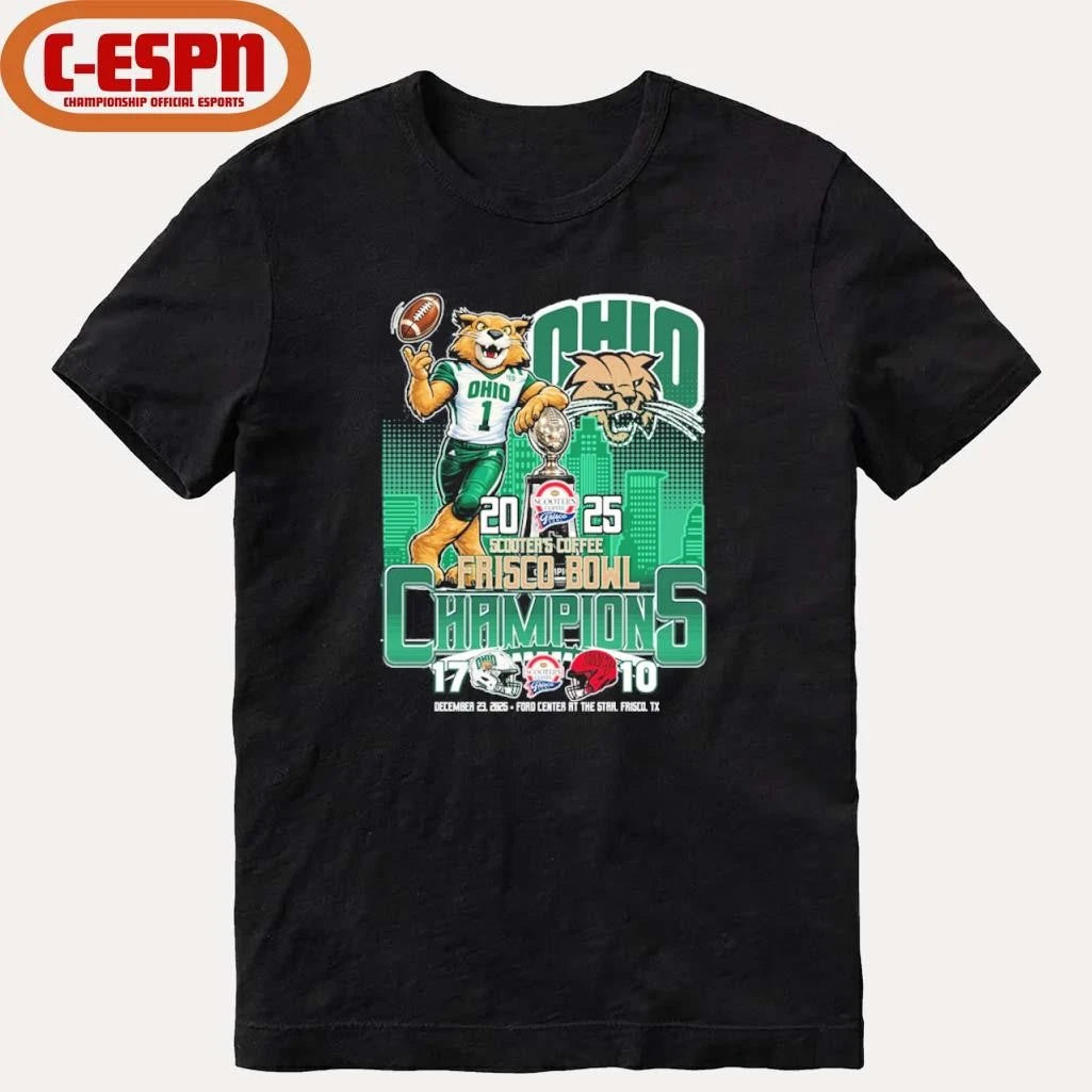 Official Ohio Bobcats Mascot 2025 Frisco Bowl Champions Score Shirt