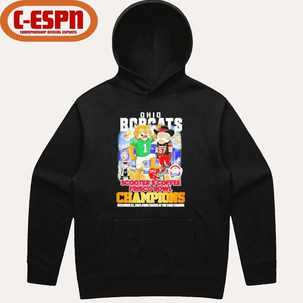 Official Ohio Bobcats mascot beat UNLV Rebels 2025 Scooter’s Coffee Frisco Bowl Champions shirt