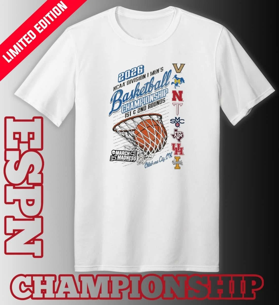 Official Oklahoma City, OK 2026 NCAA DI Men’s Basketball Championship – 1st, 2nd Rounds Shirt