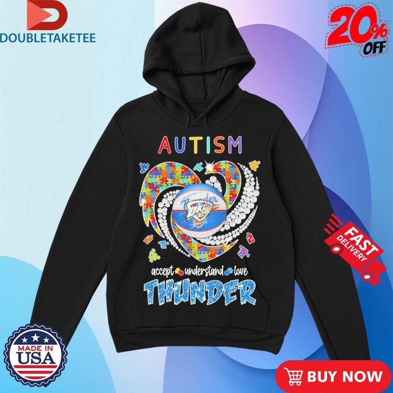 Official Oklahoma City Thunder Autism Accept Understand Love Heart Diamond Shirts
